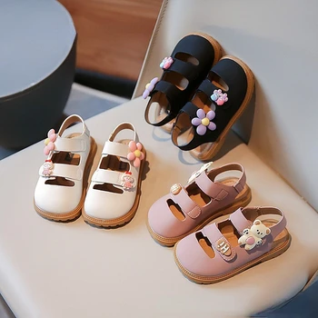 Летние сандалии Sweety Princess Для девочек, Розовые, Белые, Черные Нескользящие Пляжные Сандалии Для Маленьких девочек, 2023, Детская обувь от 1 до 8 лет, Детская обувь