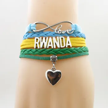 Любовь Руанда Браслет Мода Руанда Женские И мужские кожаные браслеты Ювелирные изделия
