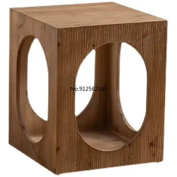 Маленький приставной столик из массива дерева в стиле ретро, Минималистичная Гостиная, Маленький Чайный столик Wabi Lonely Wind Corner, Маленький Квадратный столик muebles
