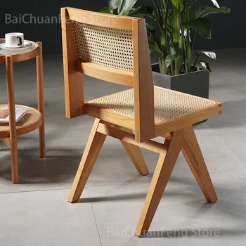 мебель для столовой из ротанга, обеденные стулья из массива дерева, спинка кресла для отдыха, дизайнерские стулья для столовой из японской вишни