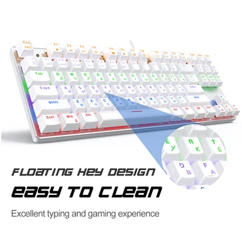 Механическая клавиатура с 87 клавишами, игровая клавиатура RGB, USB-эргономичная проводная клавиатура с магнитным кольцом для защиты от помех для ПК-ноутбука