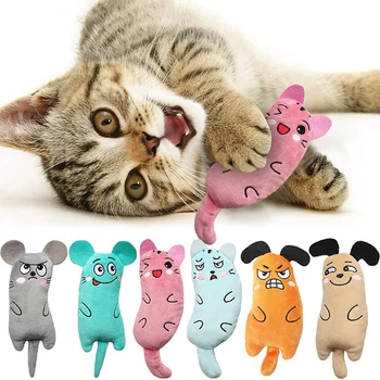 Милые Игрушки для кошек, Забавная Интерактивная Плюшевая игрушка для кошек, Мини-Скрежещущие зубами Игрушки из кошачьей мяты, Котенок, Жующий Скрипучую игрушку, Домашние Животные, Аксессуары для кошек