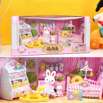 Миниатюрная мебель для кукольного домика, набор мебели для ролевых игр, развивающие игрушки для мальчиков и девочек, Подарки для детского сада на день рождения, Рождество
