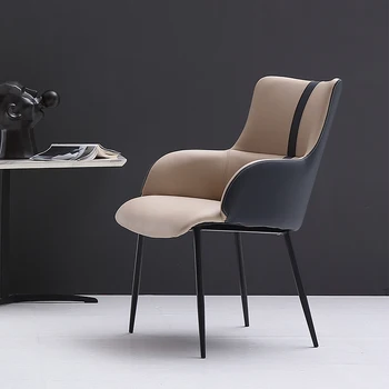 Минималистичный кожаный обеденный стул в полоску со средним швом, скандинавский итальянский дизайнерский повседневный стул, домашний стул