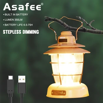 Многофункциональная походная лампа Asafee TYPE-C, перезаряжаемая Аварийная Перезаряжаемая Водонепроницаемая Походная лампа