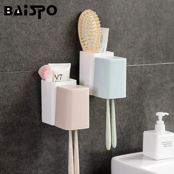 Многофункциональные наборы для ванной BAISPO, чашка, бутылка для воды / Держатель для зубной щетки, коробка для хранения, подставка для настенного крепления, аксессуары для ванной комнаты