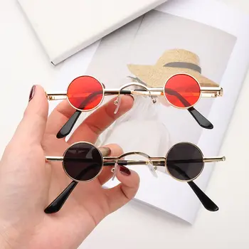 Модные Маленькие круглые солнцезащитные очки для женщин и мужчин в ультраметаллической оправе в стиле хип-хоп, панк, солнцезащитные очки ярких ретро-оттенков