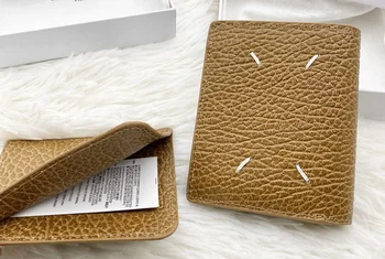 Модный Классический Роскошный дизайнерский складной бумажник из воловьей кожи коричневого цвета с верхним слоем
