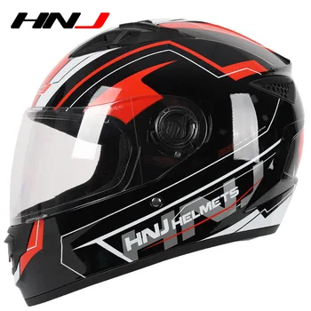 Мотоциклетные шлемы HNJ, Сертифицированные в горошек, Мужской шлем для мотокросса, аксессуары для гонок с противотуманным козырьком