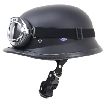 Мотоциклетный шлем в стиле ретро, мотоциклетный полушлем, винтажный мотоциклетный полушлем с открытым лицом, ретро-полушлем, круизный вертолет, байкер с защитными очками