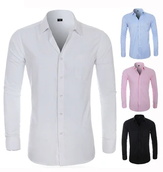 Мужская деловая классическая рубашка большого размера, повседневные полосатые рубашки оверсайз для мальчиков с длинным рукавом, Офисный белый топ на пуговицах