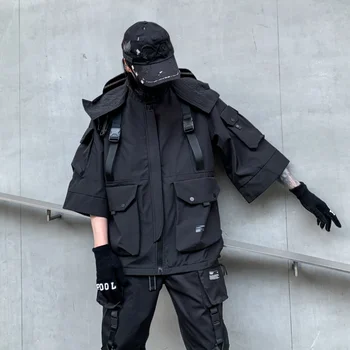 Мужская уличная куртка April MOMO, черная куртка в стиле хип-хоп 2022, осенняя верхняя одежда с капюшоном в стиле карго в стиле харадзюку, мужская одежда оверсайз