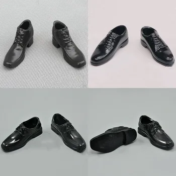 Мужская черная кожаная обувь в масштабе 1/6, однотонная джентльменская официальная обувь, сапоги с высоким берцем, модель, подходящая для 12-дюймовых кукол-солдат, фигурка солдата