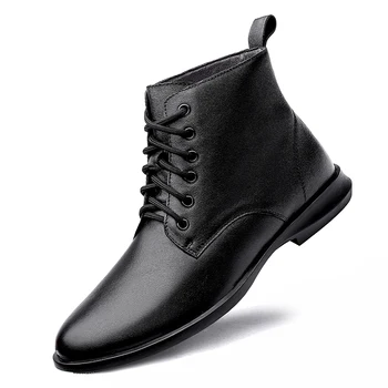 Мужские ботинки из натуральной кожи, осенне-зимние модные мужские ботинки, черные универсальные удобные повседневные ботильоны, мужская простая классическая обувь