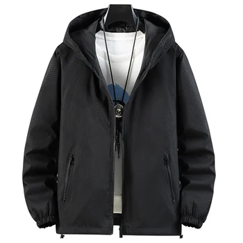 Мужские куртки-бомберы и пальто с капюшоном 2023 Весна-осень, новинка в верхней одежде, ветровка больших размеров, мужская одежда в корейском стиле на открытом воздухе