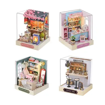 Наборы миниатюрных кукольных домиков Модель деревянного кукольного домика для подарка друзьям на День рождения