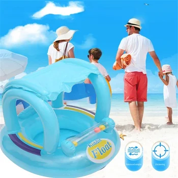 Надувное детское кольцо для плавания, Детское Летнее сиденье для плавания в бассейне, детский Безопасный поплавок для воды с зонтиком, Водные забавные игрушки