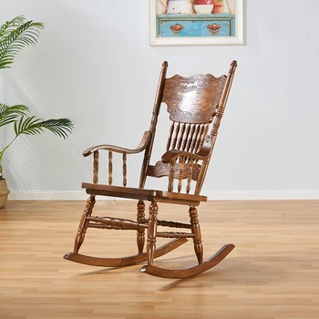 Напольное кресло-качалка с откидной спинкой из цельного дерева, Стулья с поддержкой спинки, шезлонги для взрослых, мебель Poltronas для гостиной с качалкой
