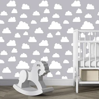 Нарисованные от руки мультяшные облака, Индивидуальные 3D обои для детской стены, самоклеящиеся обои, гостиная, спальня, спинка дивана