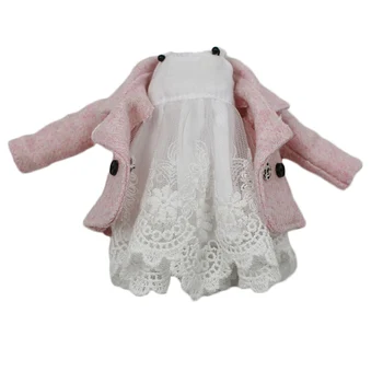 Наряды для куклы ICY DBS Blyth белое кружевное платье розовое пальто для СОВМЕСТНОГО тела элегантная одежда 1/6 BJD ob24 anime girl