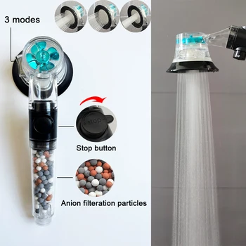 Насадка для душа с турбонаддувом 3 режима, экономящий воду под высоким давлением, СПА-душ, остановка одним нажатием кнопки с фильтром, Ручная насадка для душа