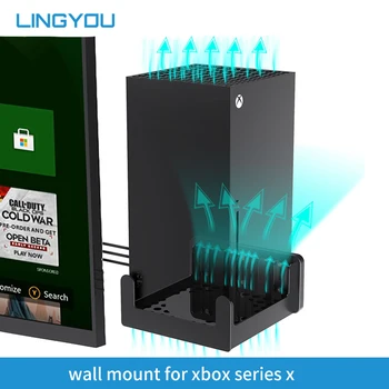 Настенное крепление LINGYOU для Xbox Серии X Прочная компактная подставка-кронштейн-вешалка с вентиляционными отверстиями для охлаждения - крепится на стену рядом с телевизором