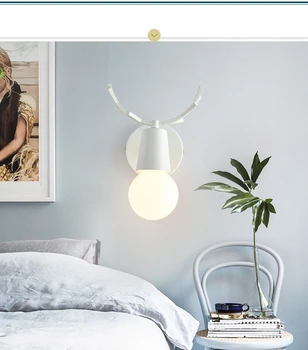 Настенный светильник Macaron в скандинавском стиле, креативная стена для спальни, гостиной, простая современная прикроватная лампа, настенный светильник из оленьего рога