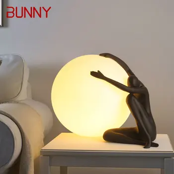 Настольная лампа BUNNY Nordic с современным креативным орнаментом, Настольная лампа из смолы, светодиодный декор для дома, гостиной, кабинета, Прикроватной тумбочки