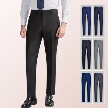(Натуральная роскошь) Новые мужские итальянские брюки, облегающие брюки для профессионального костюма, прямые брюки для делового повседневного костюма, не глаженные