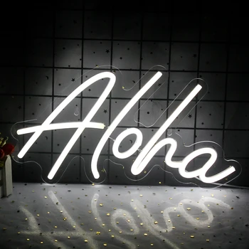 Неоновый светильник Aloha, неоновая вывеска Aloha для декора стен, светодиодные неоновые художественные декоративные светильники с USB для спальни, детской, клуба, бара и вечеринки