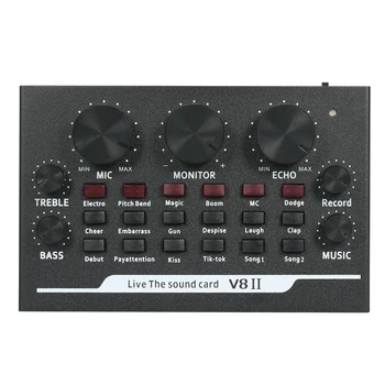 Новая версия V8II USB Live Sound Card BT Сопровождение Аудиомикшера Звуковые Эффекты Запись трансляции Звуковая карта V8II звуковая карта