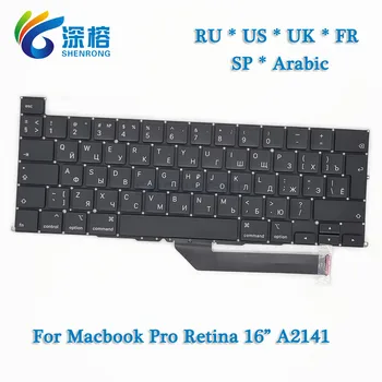 Новая Клавиатура A2141 EU UK US English FR Французский Испанский Немецкий Русский Арабский Для MacBook Pro Retina 16