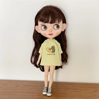 Новая одежда для куклы Blyth, Фруктово-зеленая футболка, Юбка для ob24, azone, Blyth, Barbies, Платье для кукол 1/6, Аксессуары для кукольной одежды