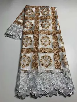 Новейшая Африканская вышивальная Гипюровая кордовая ткань 2021 года, высококачественное Нигерийское кружево для вечернего платья, 5 ярдов