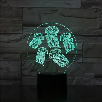 Новейшие Творческие Подарки Модель Медузы 3D LED Многоцветная Осветительная Лампа Хрустальная Настольная Лампа Для Праздничного Декора Комнаты Night Light 1787