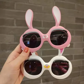 новинка в силиконовых детских поляризованных солнцезащитных очках cute little rabbit 2023, высококачественные эстетичные солнцезащитные очки для мальчиков и девочек, детские оттенки uv400