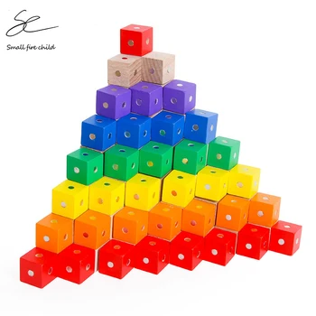 Новые Детские Игрушки Монтессори 2*2*2 см Квадратный Куб Радужные Магнитные Блоки Деревянные Игрушки для Детей Строительные Блоки Образовательные