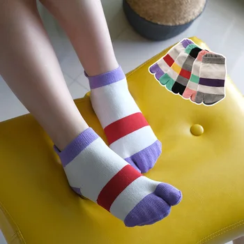 Новые хлопковые Короткие женские носки с двумя пальцами, женские носки до щиколотки Kawaii