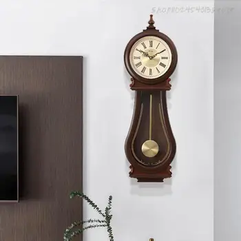 Новые часы в китайском стиле, Декоративные настенные часы из массива дерева для гостиной, Современные Уникальные креативные часы в европейском стиле, Домашнее время