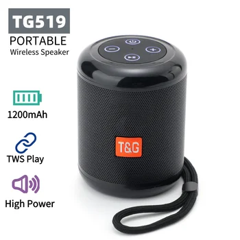 Новый TG519 TWS Беспроводной Bluetooth Динамик Открытый Водонепроницаемый Портативный Сабвуфер Стерео 5,0 1200 мАч Поддержка AUX/TF Карты/FM