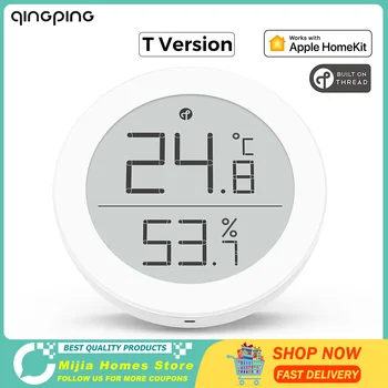Новый Датчик Температуры и Влажности Qingping Версии T С Резьбой/BLE Apple HomeKit Высокоточный Внутренний E-Link INK Screen Thermometer