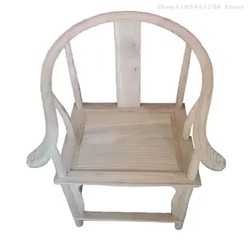 Новый Китайский Классический Круглый стул из массива дерева в стиле ретро Вяз, Белый Вяз, Обеденный стул со спинкой, стул для чайного столика, Офисный стул