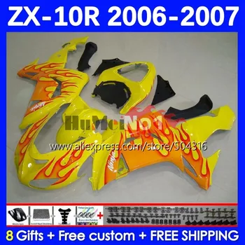 Обвес для KAWASAKI NINJA ZX-1000 ZX 10R 10 R 1000CC 06-07 72MC.24 ZX-10R желтый красный ZX1000 CC ZX10R 06 07 2006 2007 Обтекатель