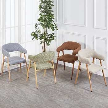 Обеденные стулья из американской ткани, Скандинавская Креативная Мебель для столовой, Современный обеденный стул с непринужденной спинкой, Простой стул для переговоров