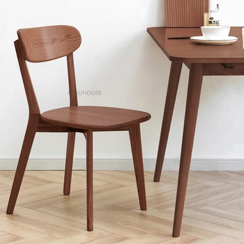 Обеденные стулья из массива скандинавской древесины для домашней мебели Ресторанный обеденный стул Легкая роскошная Бытовая спинка Кухонный обеденный стул