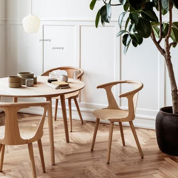 Обеденные стулья из массива дерева в скандинавском стиле, Домашняя спальня, Дизайнерский туалетный стул, Простое кресло для кафе, ресторана, отеля со спинкой