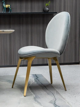 Обеденные стулья из нержавеющей стали, легкая роскошь, современные минималистичные дизайнерские стулья, обеденные стулья из домашней ткани, фланелевый сгусток спинки