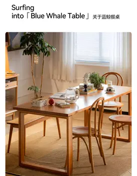 Обеденный стол из цельного дерева утолщает скандинавский японский бытовой маленький бытовой длинный стол вишневый плотницкий стол большой дощатый стол
