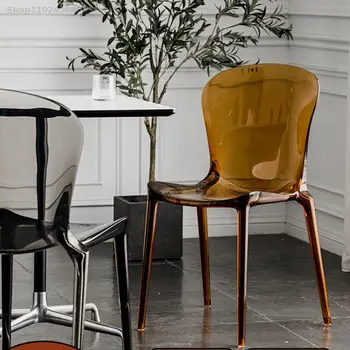 Обеденный стул Nordic Creative Прозрачные акриловые обеденные стулья Ins Стул для макияжа для отдыха, стул с пластиковой спинкой Muebles