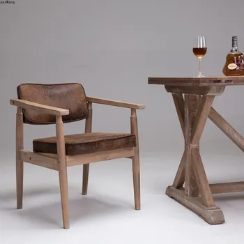 Обеденный стул в стиле ретро из массива дерева, Ресторанный стул в европейском стиле, кабинет, гостиная, Обеденные стулья, Кухонная мебель, кресло со спинкой, Ins
